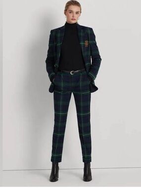 Ralph Lauren plaid green pants Size Large Petite G12